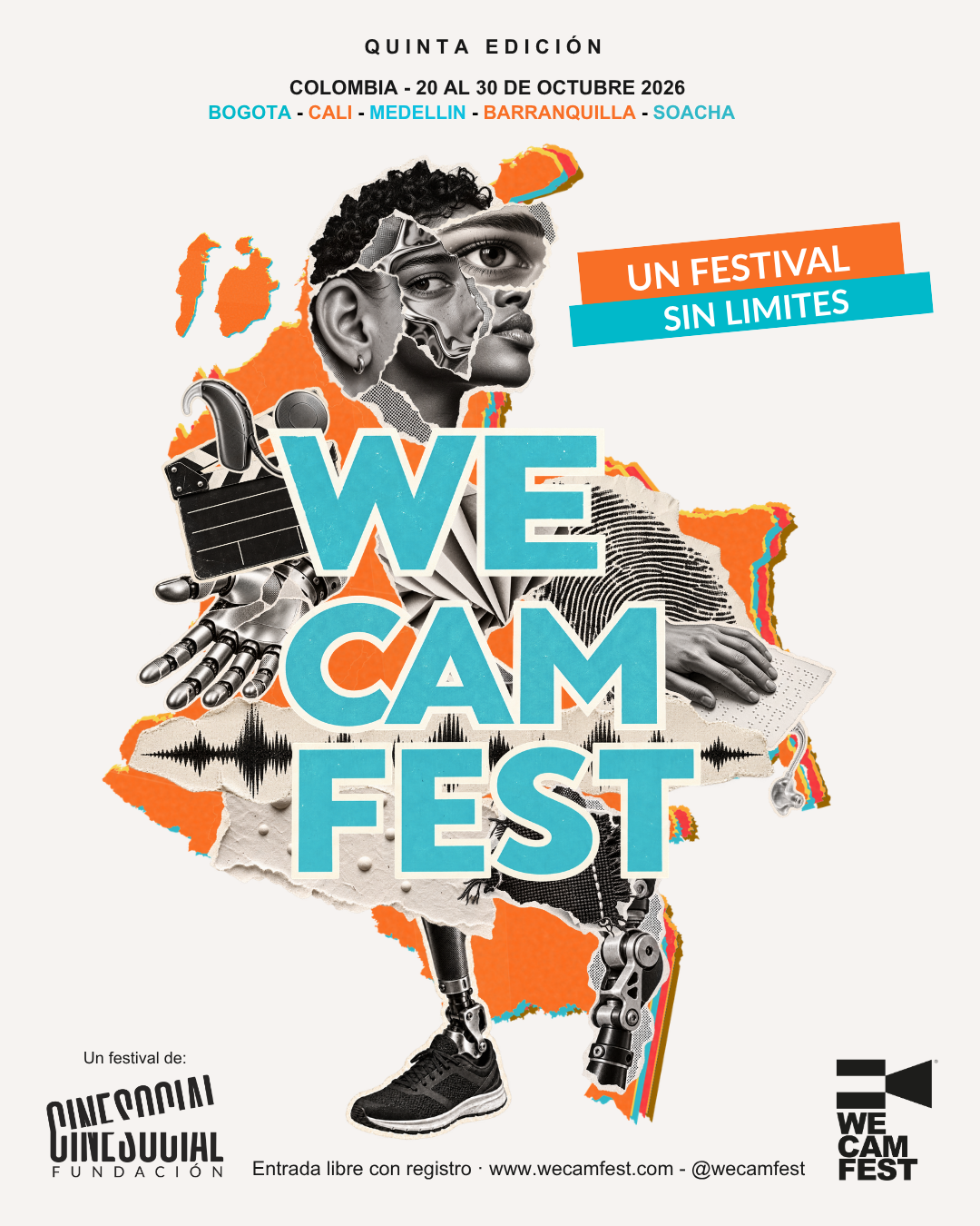 Afiche oficial de We Cam Fest Colombia 2026, quinta edición, del 20 al 30 de octubre